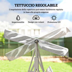 Outsunny 3-Seater Garden Swing with Removable Sun Canopy, 171x108x154 cm, Light Grey
