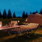 Folding Camping Cot with Inclined Headrest and Removable Mattress, 196x68x37 cm, Black