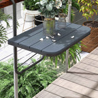 Outsunny Folding and Adjustable Balcony Table, Made of Aluminum and Composite Wood, 60x40x55-64 cm, Black