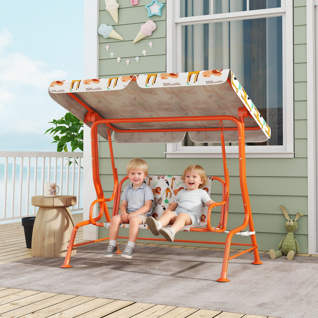 AIYAPLAY Children's Swing, 2-Seater Garden Swing, 112x75x120cm, Orange