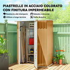 Outsunny Metal Tool Shed with Sloped Roof and Lockable Door, 142x86x189 cm, Yellow