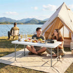 Outsunny 2-Height Folding Camping Table with Handle, HDPE, 120x60x74 cm, White