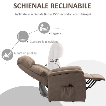 Lift Armchair Reclining 150° max with Remote Control and Footrest, 75x93x110 cm, Brown