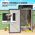 Outsunny Steel Garden Shed with Vents and Lockable Door, 107.5x91x185 cm, Dark Grey