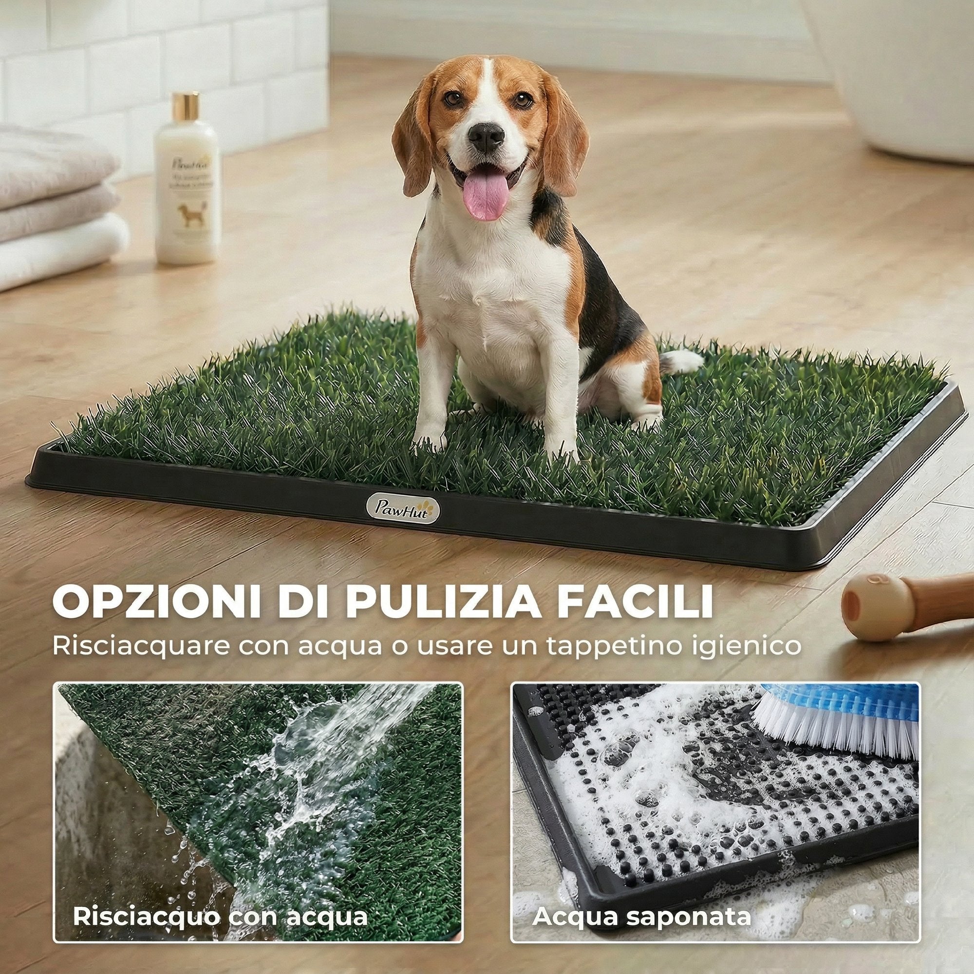 PawHut Washable Artificial Grass Dog Mat with Tray for Indoor and Outdoor Use 76 x 50.5 cm