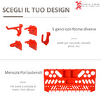 54PCS Tool Storage Box with 50 Hooks, Wall Mounted, PP, Red Grey, 95.5x23x53.5cm