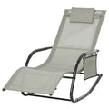 Outsunny Garden Rocking Chair with Headrest and Side Pocket, 150x62x88 cm, Black and Grey