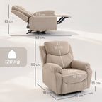 Manual Fabric Recliner Chair with Thick Cushion, Padded Armrests and Footrest, Beige