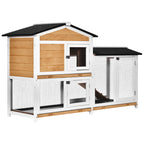 Outdoor Rabbit Cage with House, Ramp and Open Enclosure, Yellow and Black