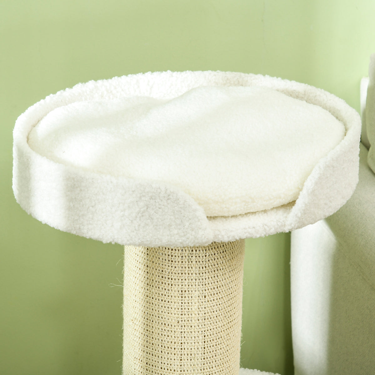 PawHut Cat Scratching Post with Bed, Plush Cover and Sisal Pole, 45x45x91cm, Cream