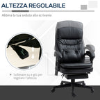 Faux Leather Massage Office Chair with USB Port, 64x69x107-115cm, Black