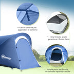 Camping Tent in Polyester and Oxford Fabric with Internal Hook and Mesh Windows, 265x140x95 cm