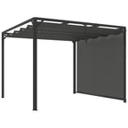 Gazebo Pergola Retractable 3x3 m with Roller Blind and Drainage Holes, in Steel and Polyester Dark Grey