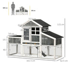 Wooden Chicken Coop with Open Area, House and Nest, 161.5x62. 5x115cm, Grey - Borge' Group Limited