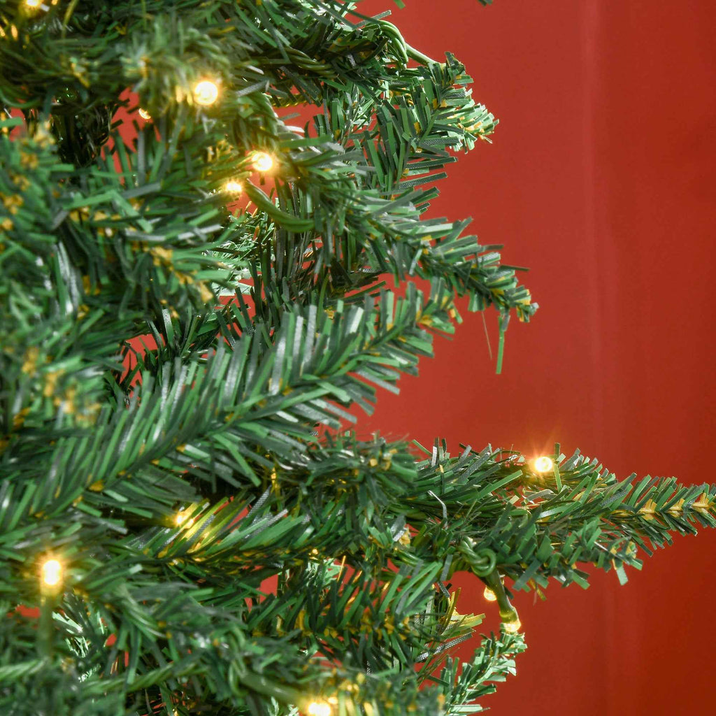 HOMCOM Artificial Christmas Tree with 450 White LED Lights and 1146 Branches, Foldable Metal Base - Green