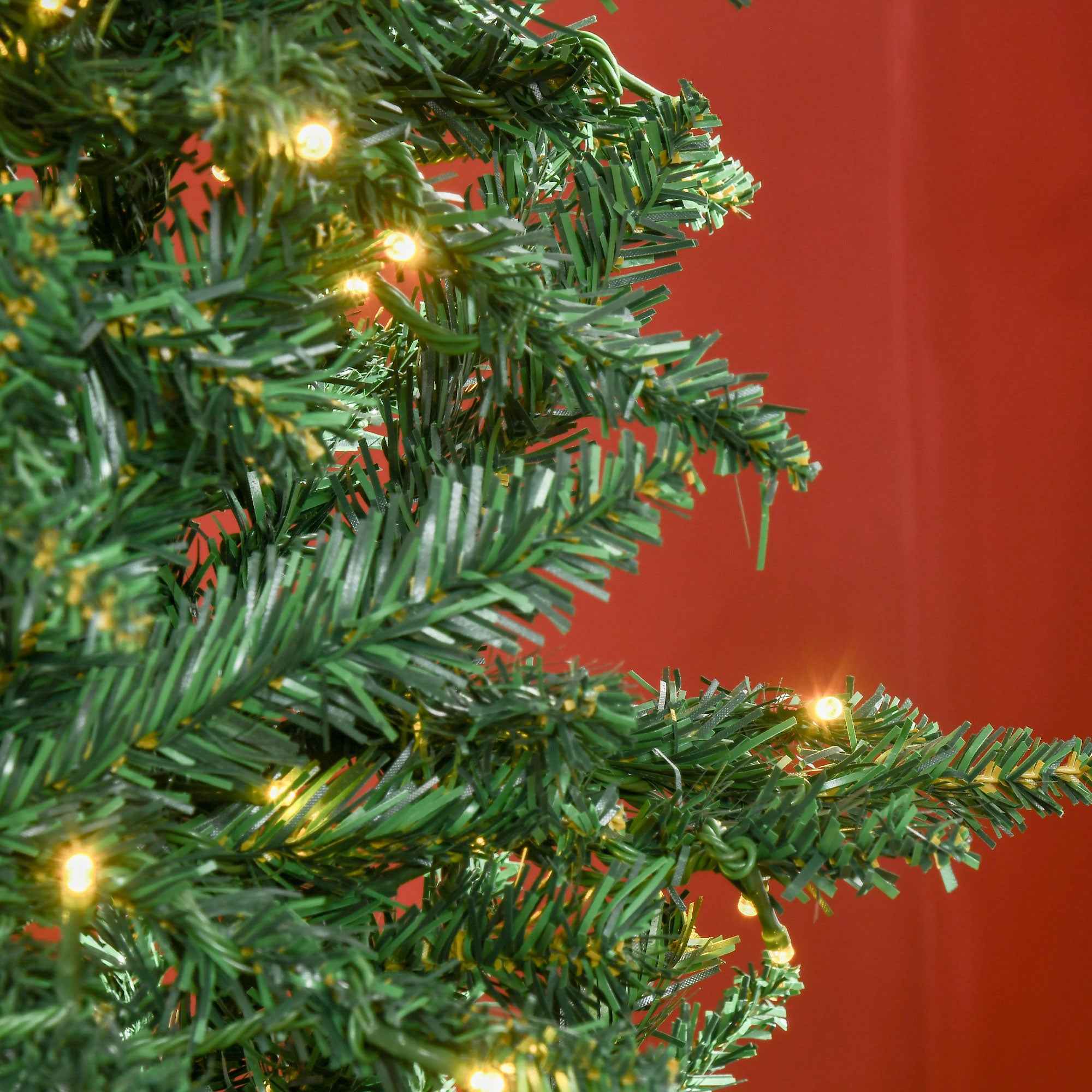 HOMCOM Artificial Christmas Tree with 450 White LED Lights and 1146 Branches, Foldable Metal Base - Green