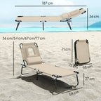 Outsunny Folding Sun Lounger with Padded Face Hole and Reclining Backrest, Beige