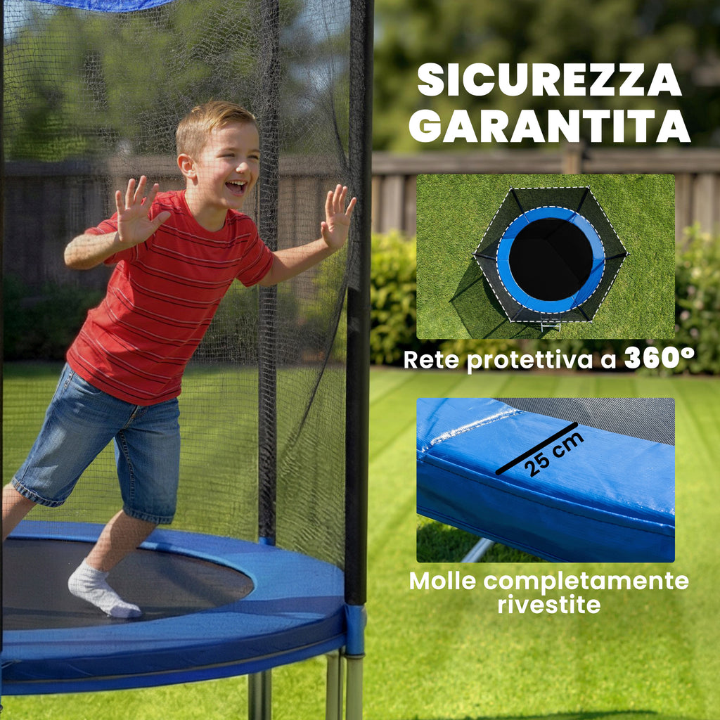 SPORTNOW 305cm Trampoline with Safety Net and Ladder for Outdoor Use