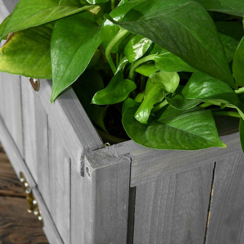 Outsunny Folding Raised Wooden Planter for Growing 70x30x25 cm Grey