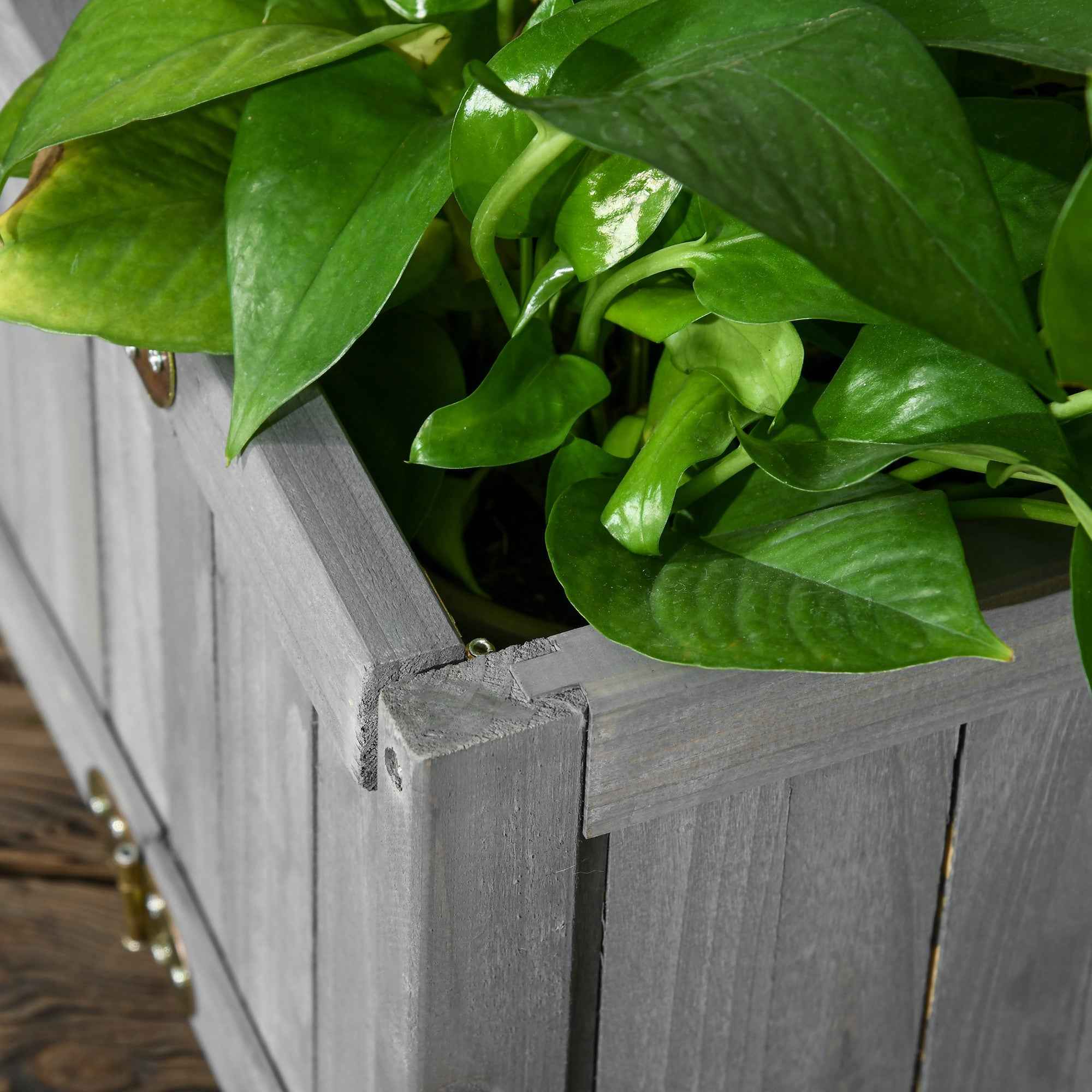 Outsunny Folding Raised Wooden Planter for Growing 70x30x25 cm Grey