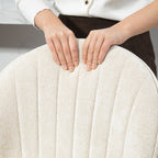 Set of 2 Shell Bar Stools with Footrest, Chenille Effect Fabric, 48x50x94-115 cm, Black and Beige