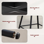 Set of 2 Bar Stools with Backrest and Footrest, Fabric Upholstery and Steel Legs, Grey