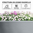 Outsunny Raised Planter with 2 Side Pots and Tool Shelf, in Fir Wood, 149x46x76 cm, Grey
