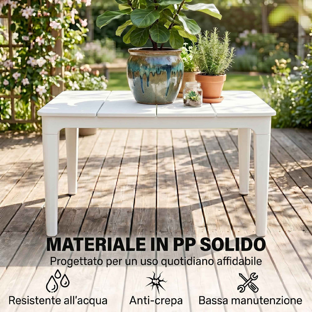 Outsunny Garden Coffee Table, 70 x 53 x 39 cm, Cream White