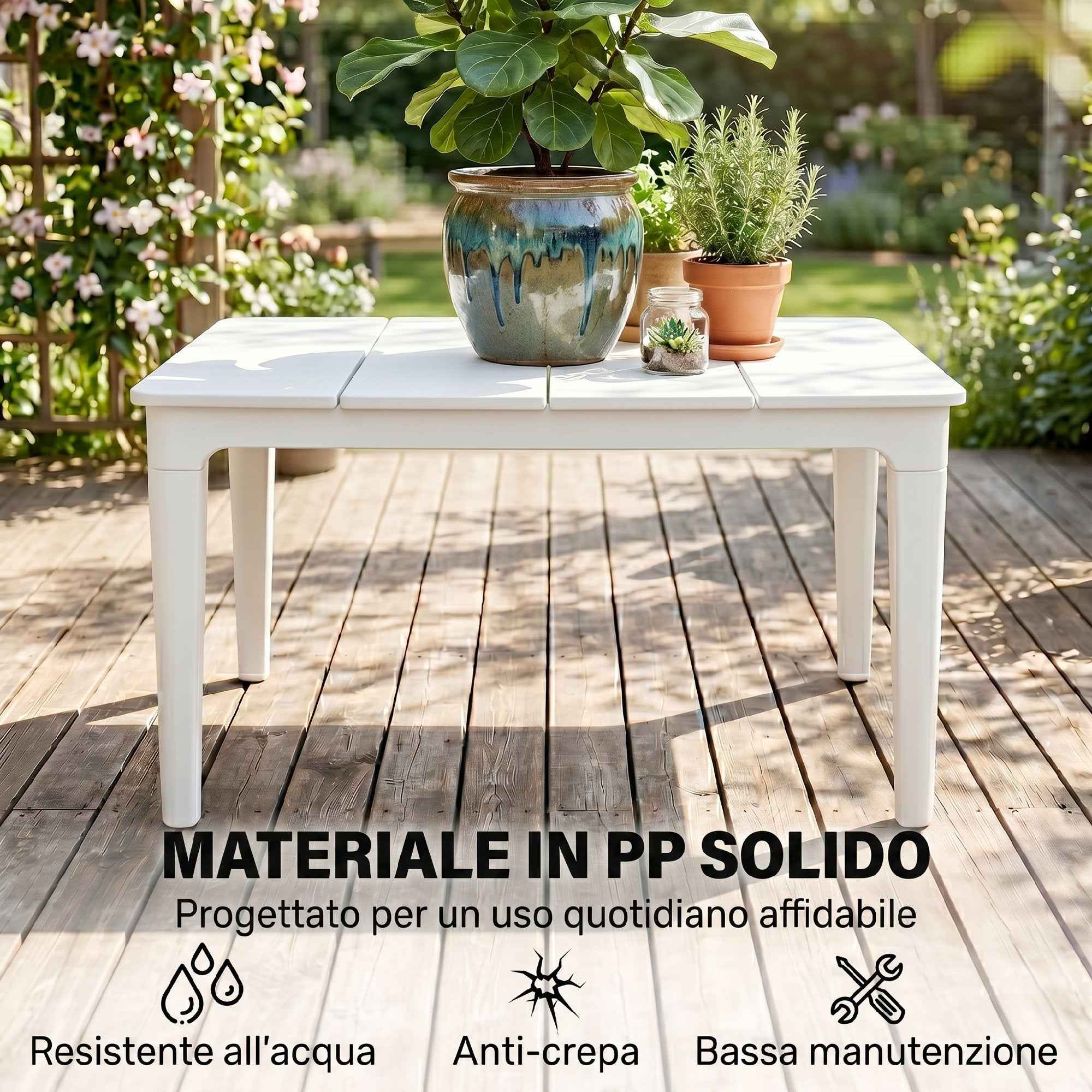 Outsunny Garden Coffee Table, 70 x 53 x 39 cm, Cream White