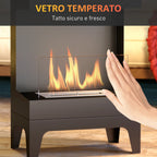 Freestanding Bioethanol Fireplace with 0.9L Burner and 3.3 Hours Burn Time, 38x22x54 cm, Black