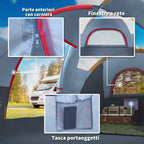 Outsunny 6-Person Water-Repellent Camping Tent with UV Protection, Fiberglass Poles, 4.55 x 2.2 x 1.8 m, Grey
