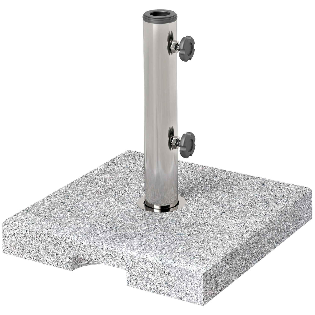 Outsunny 21kg Granite Square Umbrella Base with Handles and 2 Adjustable Knobs, Grey
