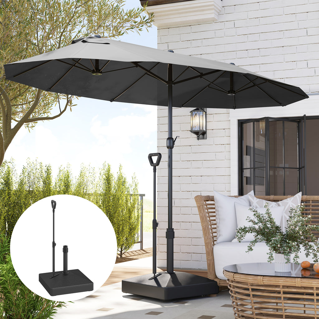 HDPE Umbrella Base with Handle and Wheels and Fillable with Water or Sand, 60x60x100 cm, Black