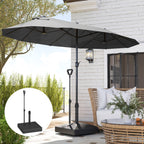 HDPE Umbrella Base with Handle and Wheels and Fillable with Water or Sand, 60x60x100 cm, Black