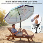 Outsunny Beach Umbrella with Table and Cup Holder, Metal and Polyester, Ø198x214 cm, Multicolored
