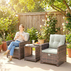 Outsunny 5-Piece Rattan and Steel Outdoor Set with 2 Ottomans, 2 Chairs and 2-Tier Coffee Table, Brown and Cream