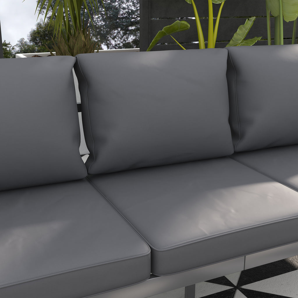 Mystery | 3-seater garden sofa with seat and back cushions, in aluminium, 185x66x64 cm, gray - Borgè