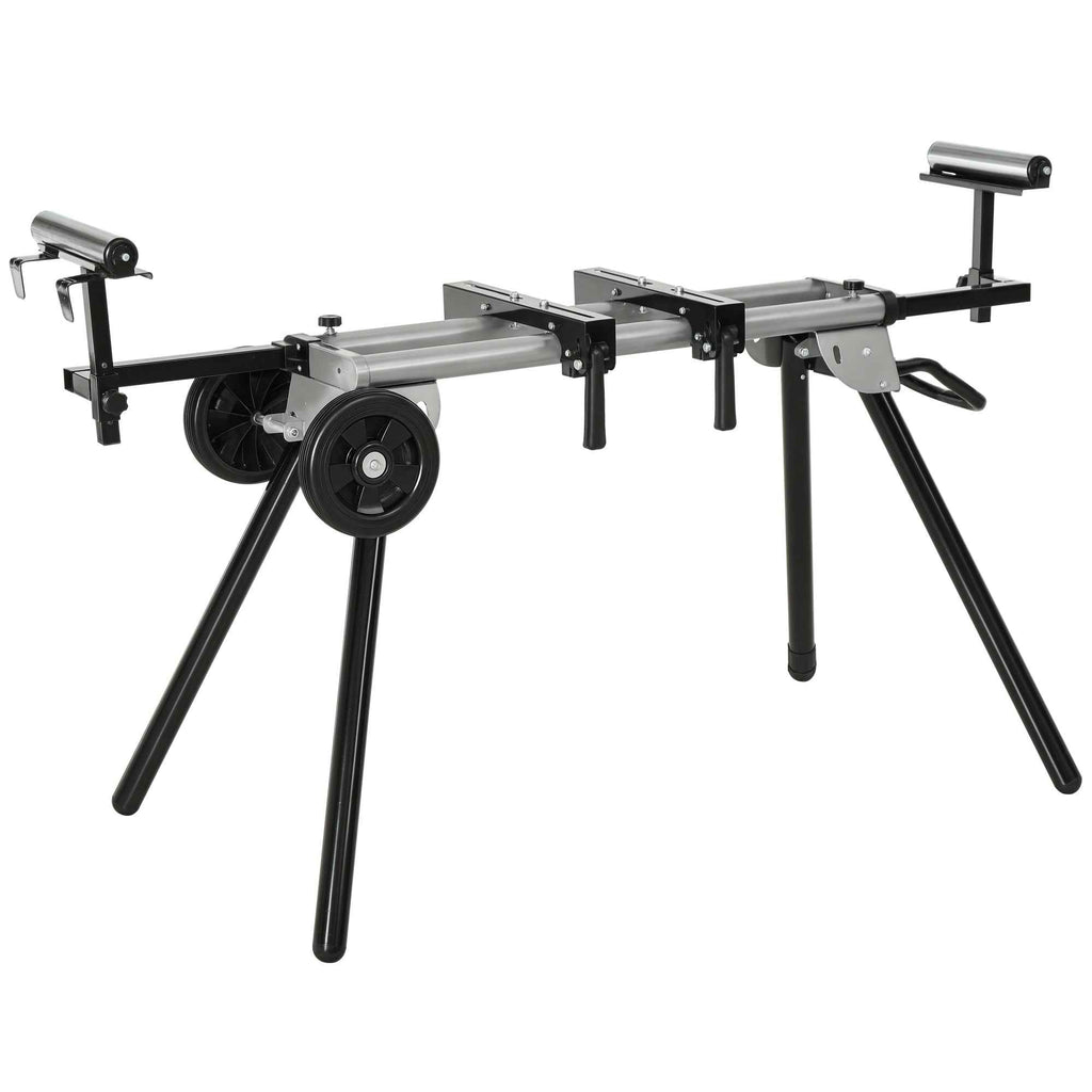 DURHAND Universal Extendable and Foldable Mitre Saw Stand, 150kg Capacity, Black and Silver