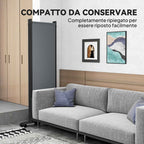 Outsunny 4-Panel Folding Indoor and Outdoor Screen with Wheels, 221 x 50 x 172 cm, Dark Grey