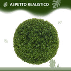 HOMCOM Set of 2 Artificial Boxwood Plants in PE, Ø40 cm, for Indoor and Outdoor Use, Green