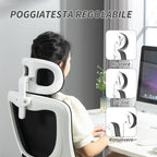 Adjustable and Reclining Office Chair with Removable Headrest, Mesh Fabric, 60x59x114-122 cm, Black