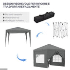 3x3m Folding Outdoor Gazebo with 4 Side Panels, Steel and Oxford Fabric Grey