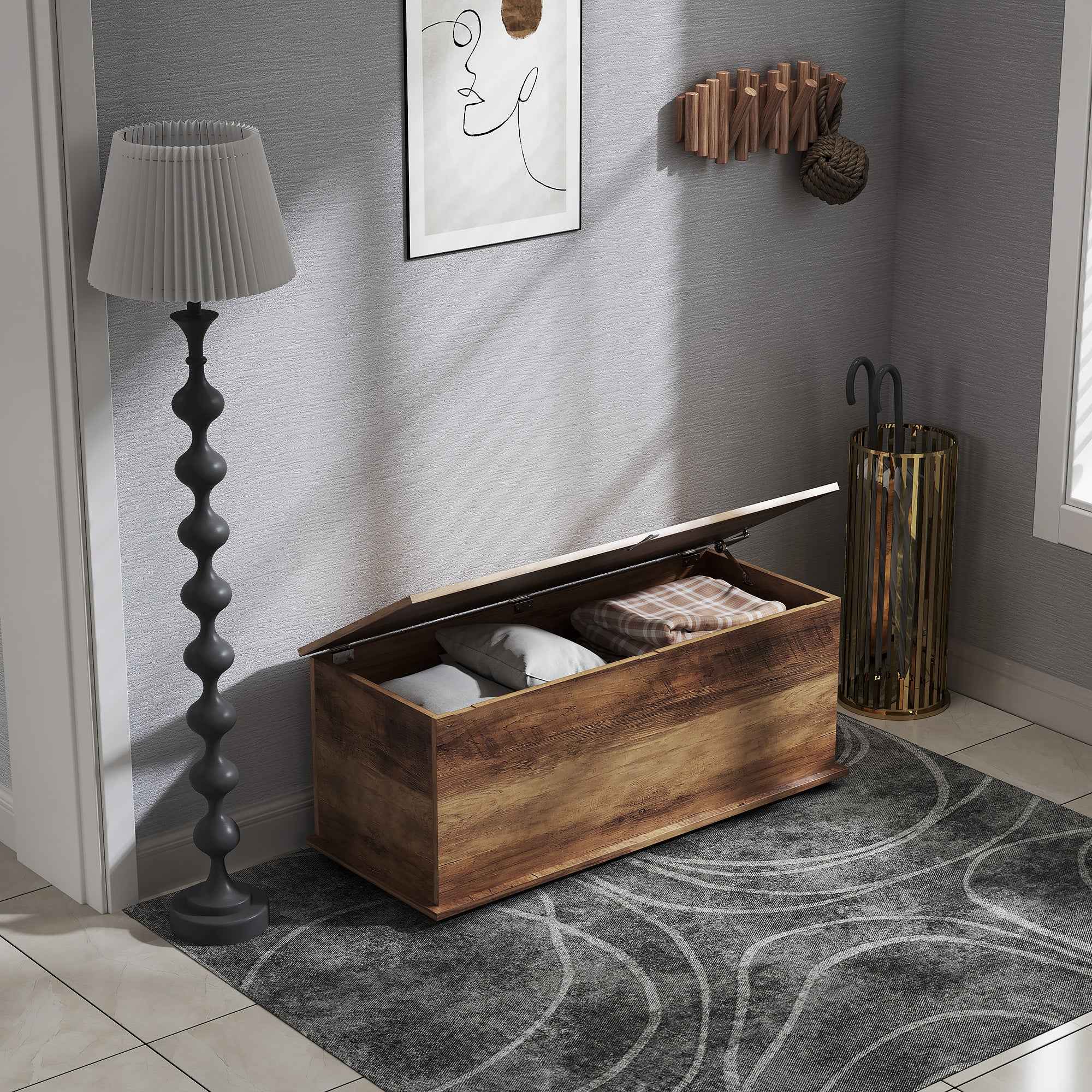 HOMCOM Multipurpose Wooden Storage Bench for Bedroom Entrance White 100x40x40cm