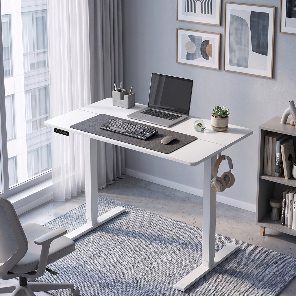HOMCOM Electric Height-Adjustable Desk with Memory Function, 100x60x72-118 cm, White