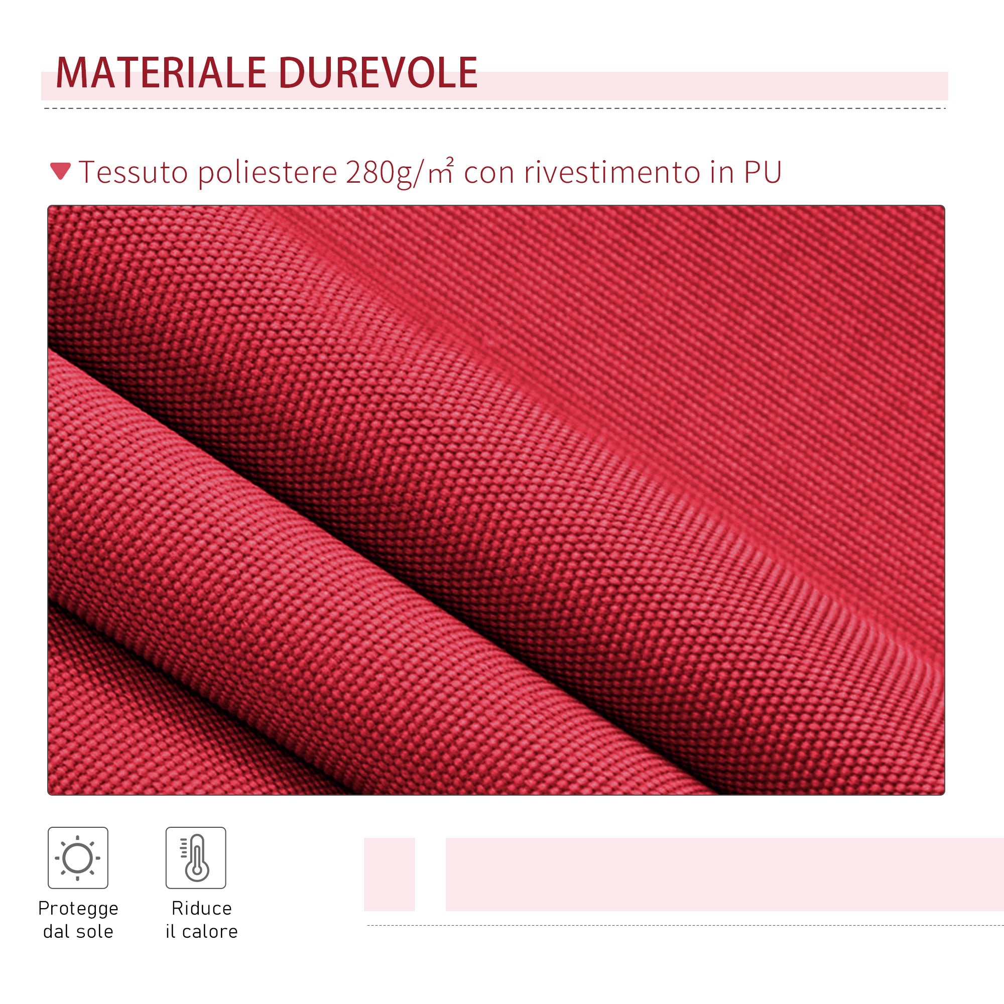 4x2.5m Hand Cranked Metal and Aluminum Outdoor Awning, Dark Red