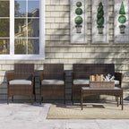 Outsunny 4-Piece Garden Set with 2-Seater Sofa, 2 Chairs and Coffee Table, in Rattan and Steel, Grey and Brown