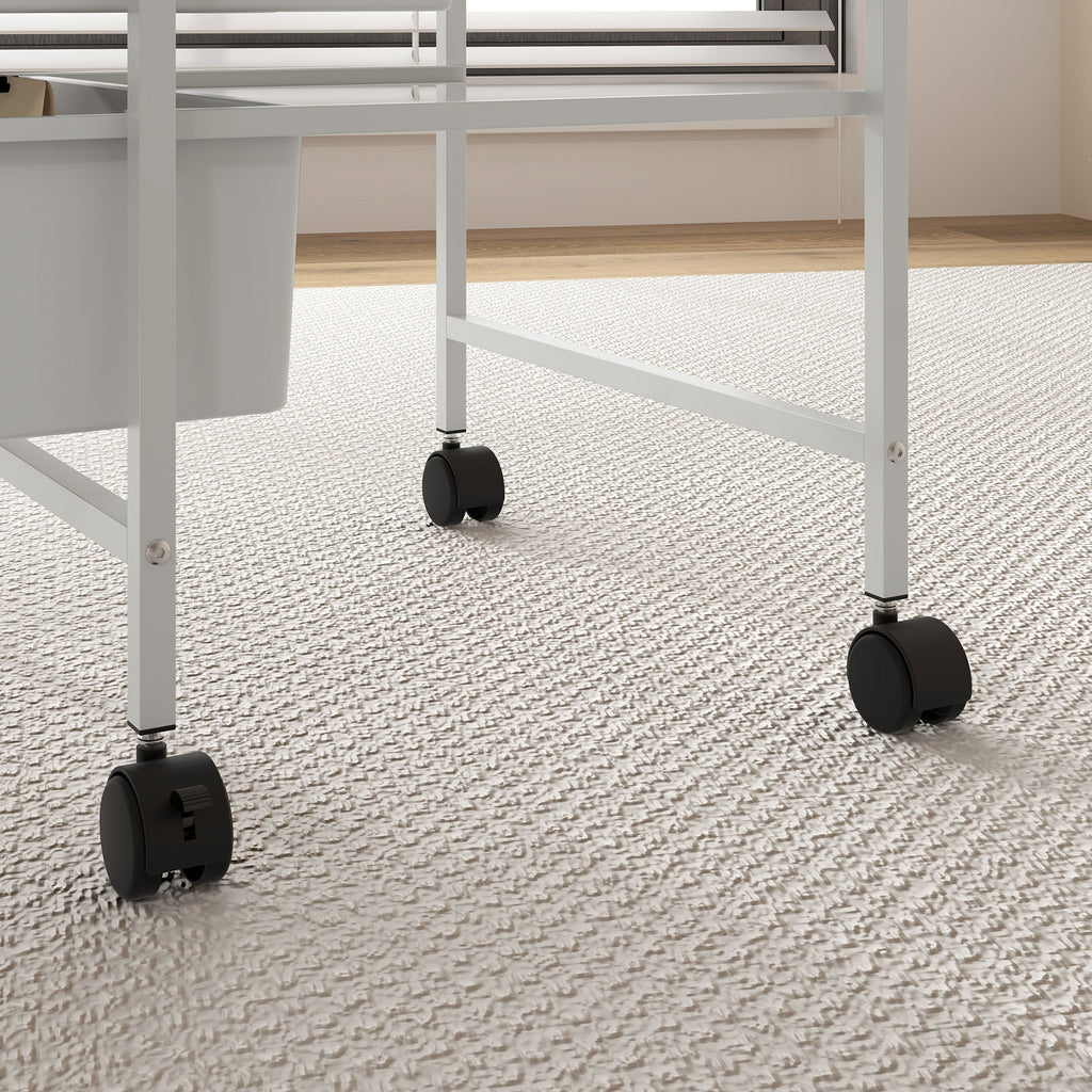 HOMCOM Multipurpose Trolley with 3 Removable Baskets and Wheels for Kitchen and Office in Steel and PP, White - Borgè