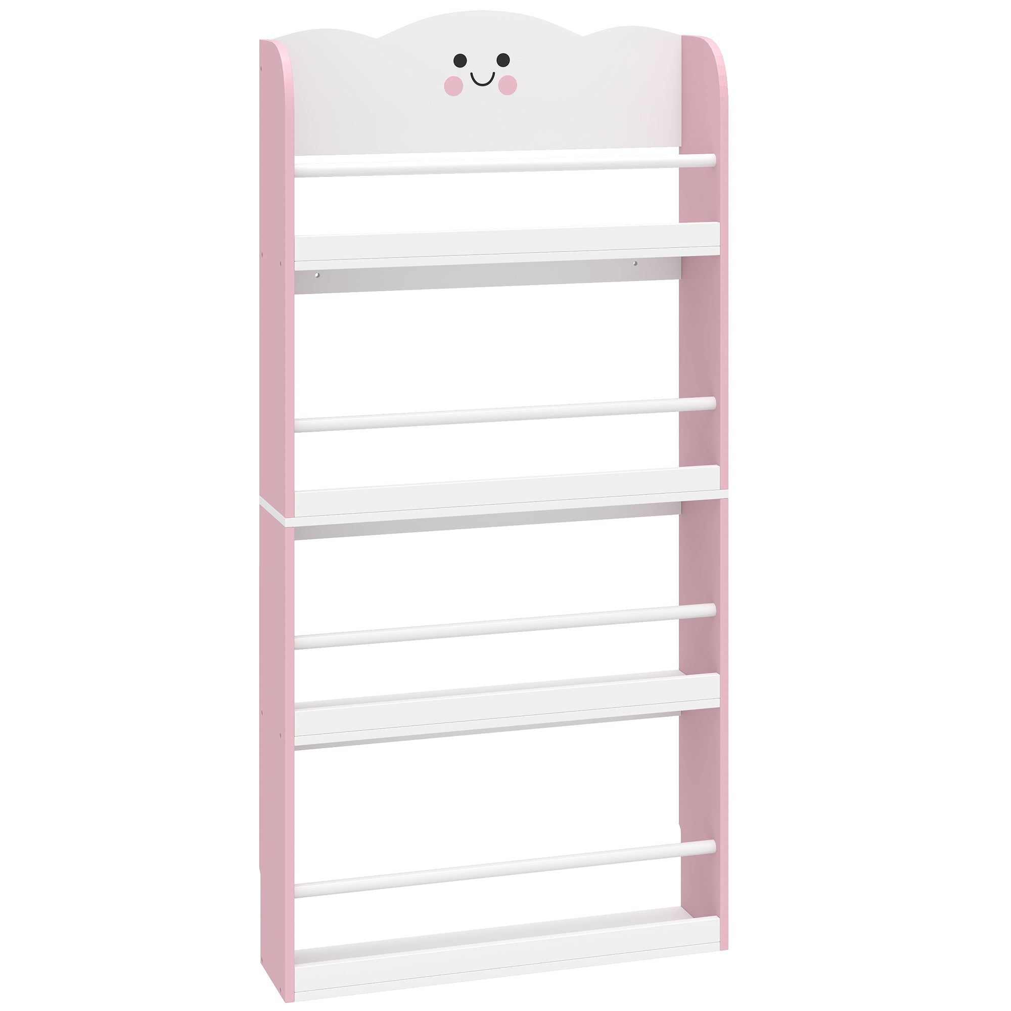 AIYAPLAY Montessori Bookshelf for Children Ages 3-6 with Cotton Candy Theme, 4 Wooden Shelves, for Children's Bedroom, Pink