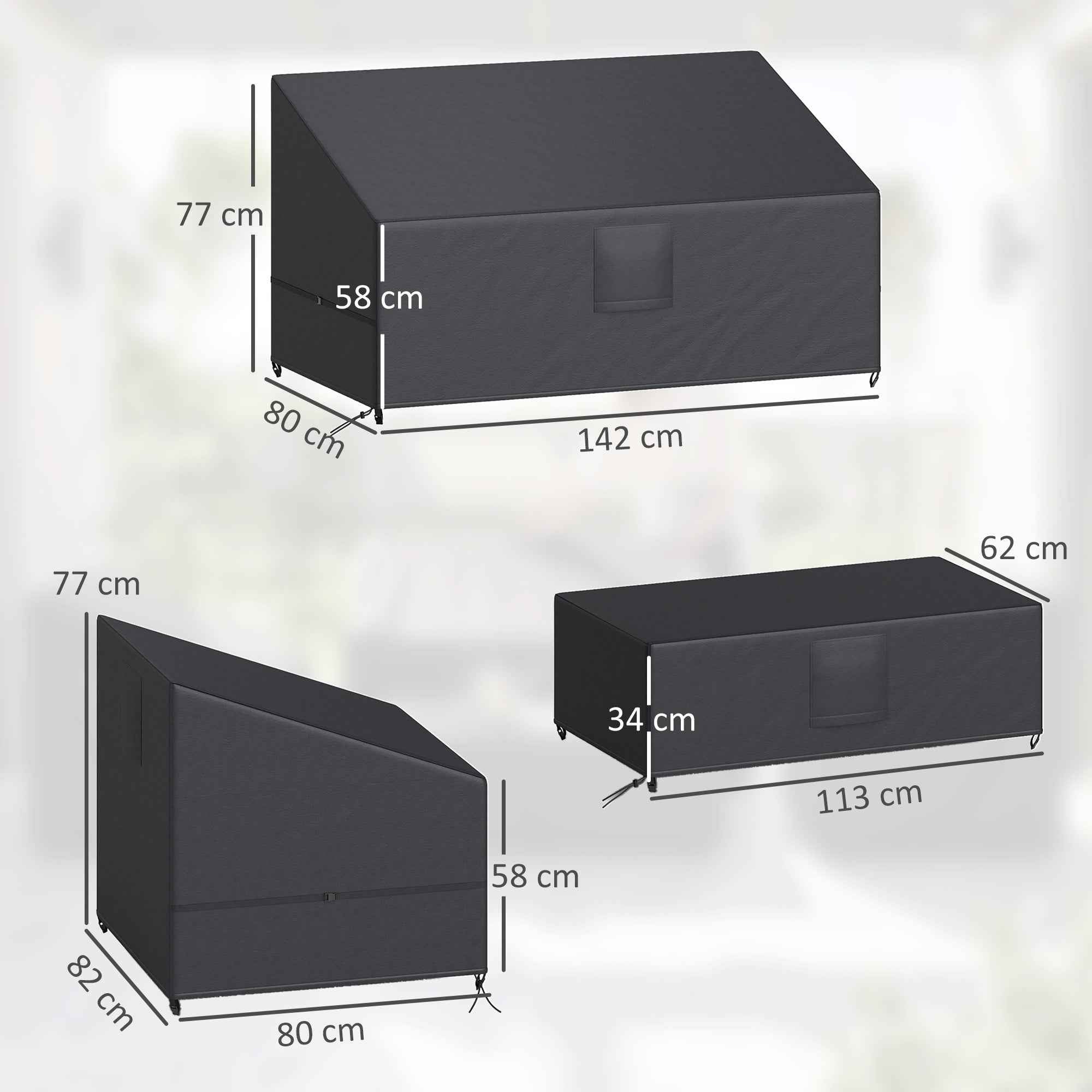 Outsunny 4-Piece Waterproof Garden Furniture Covers, Black
