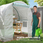 Outsunny 2.5x2x2m Steel Frame Tunnel Greenhouse with 4 PE Windows, White